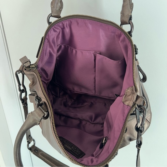 COACH Madison Sophia Satchel Purse Bag Metallic Pewter 15960 Vintage Stagecoach - Picture 10 of 13